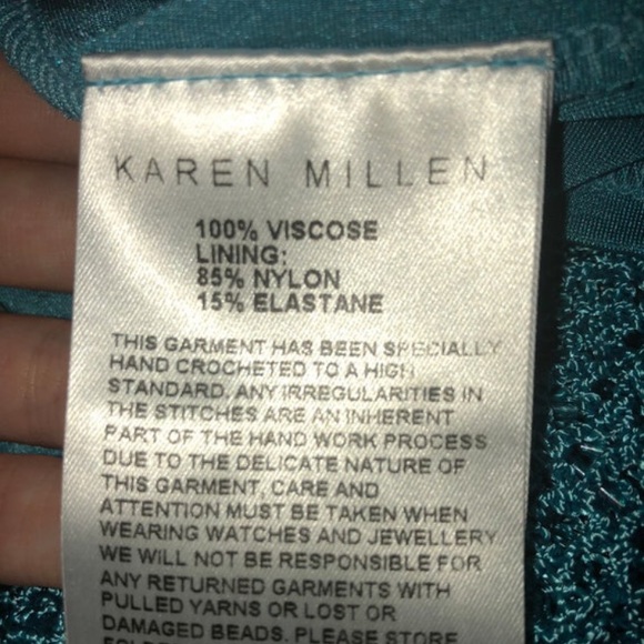 Karen Millen Turquoise Blue beaded Crotched Dress, Size 10 U.K. - Picture 14 of 16